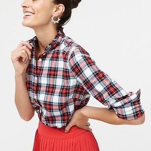 NWT J.Crew factory flannel shirt ruffle collar - L